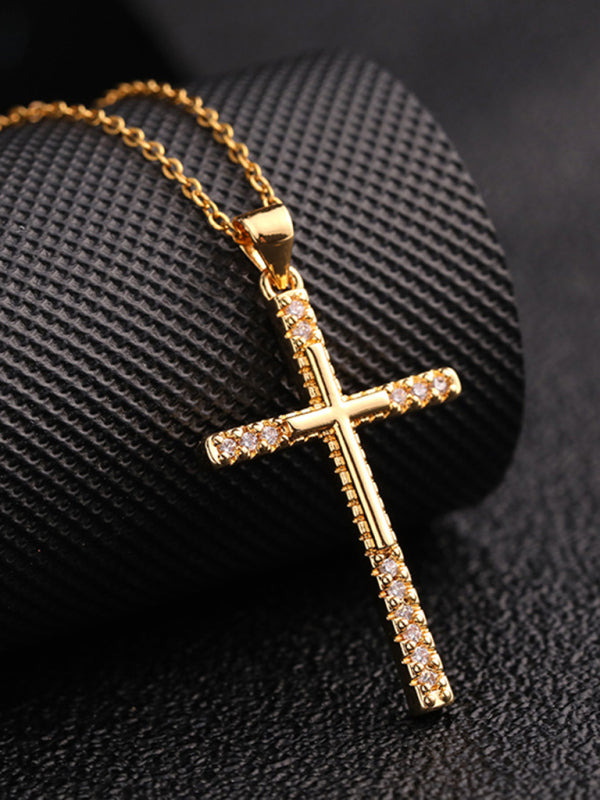 Zirconia cross pendant necklace
