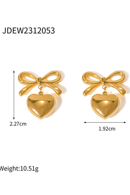 French elegant 18K gold stainless steel love pendant earrings