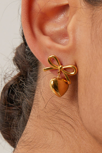 French elegant 18K gold stainless steel love pendant earrings