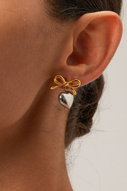 French elegant 18K gold stainless steel love pendant earrings