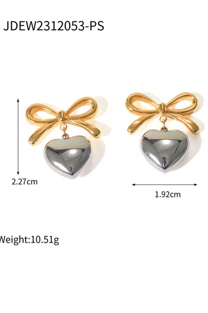 French elegant 18K gold stainless steel love pendant earrings