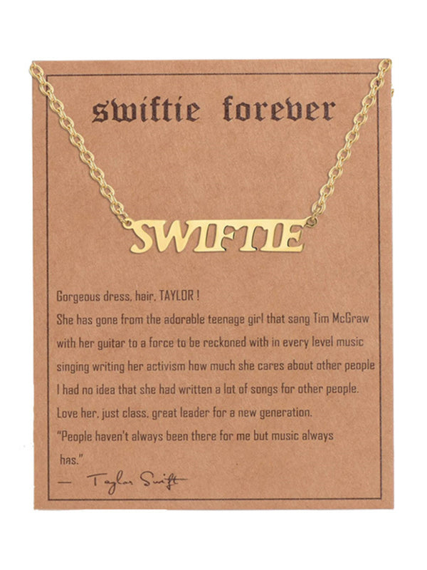 Golden letter pendant clavicle chain