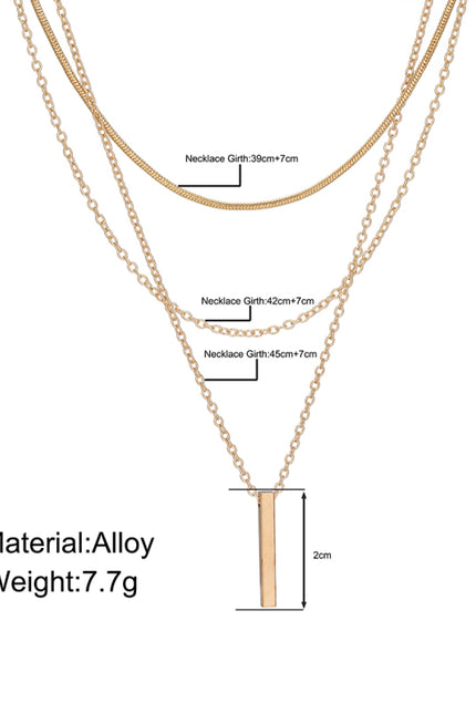 Personalized multi-layered necklace with small vertical pendant clavicle