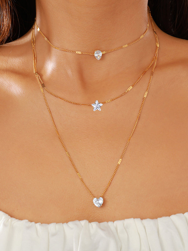Personalized multi-layered necklace with small vertical pendant clavicle