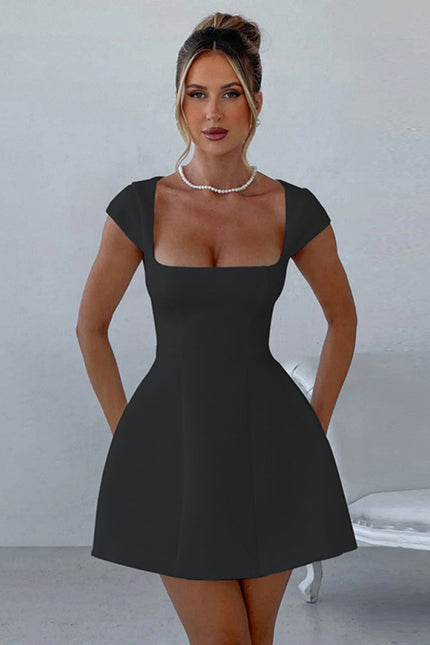 Short  Square Neck  A-Line Dress