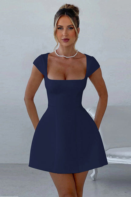 Short  Square Neck  A-Line Dress