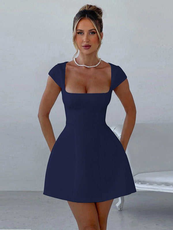 Short  Square Neck  A-Line Dress