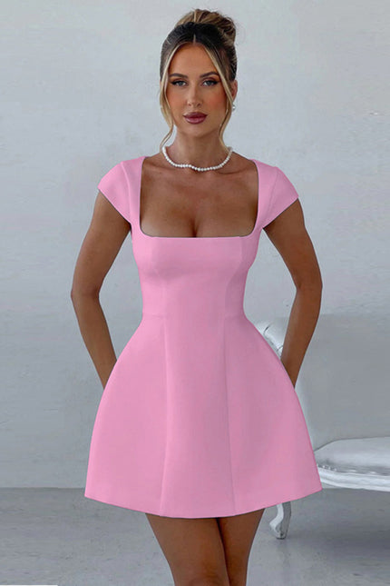 Short  Square Neck  A-Line Dress