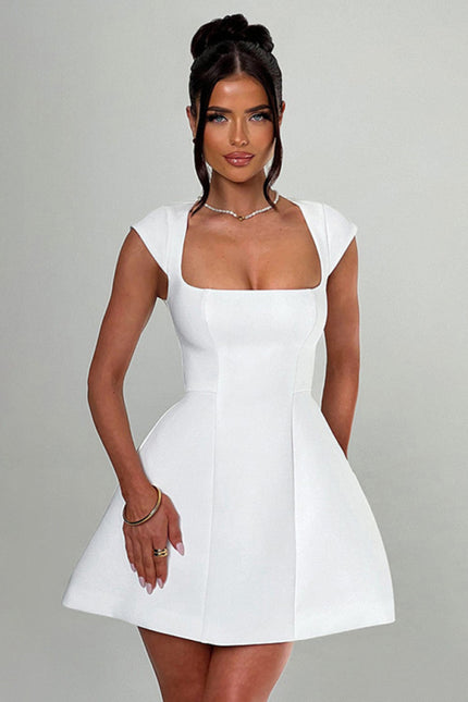 Short  Square Neck  A-Line Dress