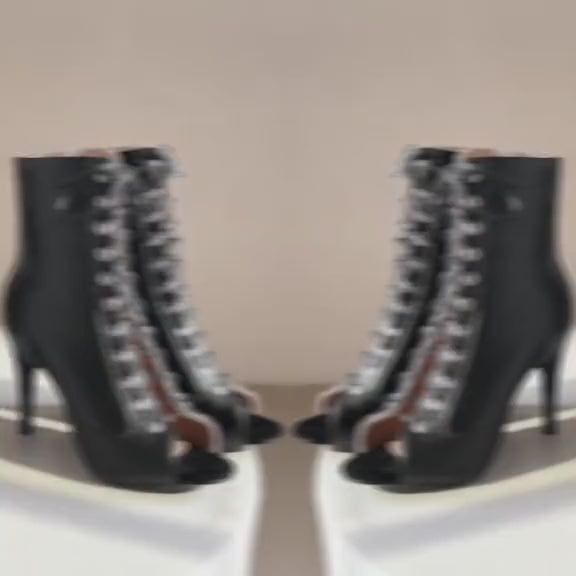 Lace-up Peep Toe High Heel Pumps